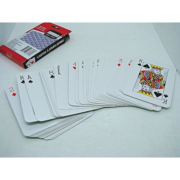 Classic Games Blue Geometric Print Jumbo Playing Cards Poker 5X3.5 in - Picture 4 of 7
